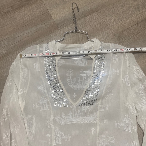 Chico’s Embroidered Silk Tunic Sz 1 (M) - Picture 7 of 11